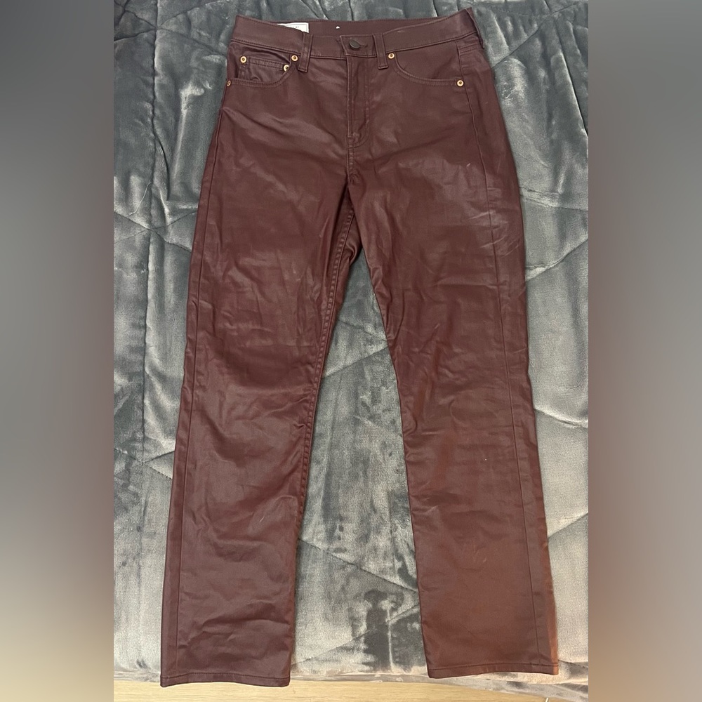 Brown vegan leather pants
